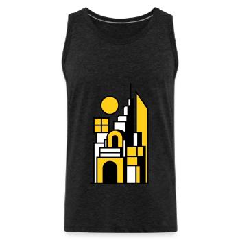 Paysage urbain abstrait en jaune noir - Débardeur bio Premium Homme - charbon - Devant - Alexander (188cm)