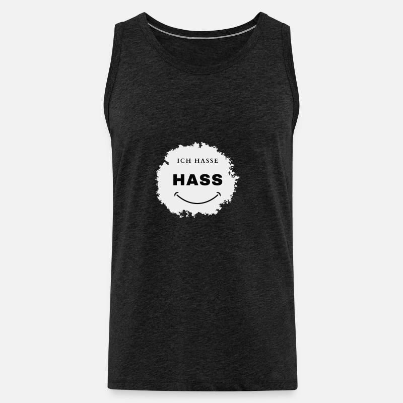Spruch, ich hasse Hass,lustiges Statement - Männer Premium Bio Tank Top - Anthrazit