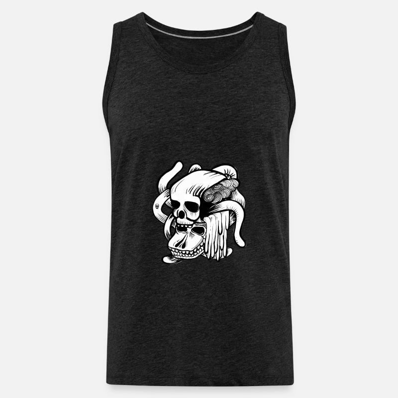Schädel Doodle - Männer Premium Bio Tank Top - Anthrazit