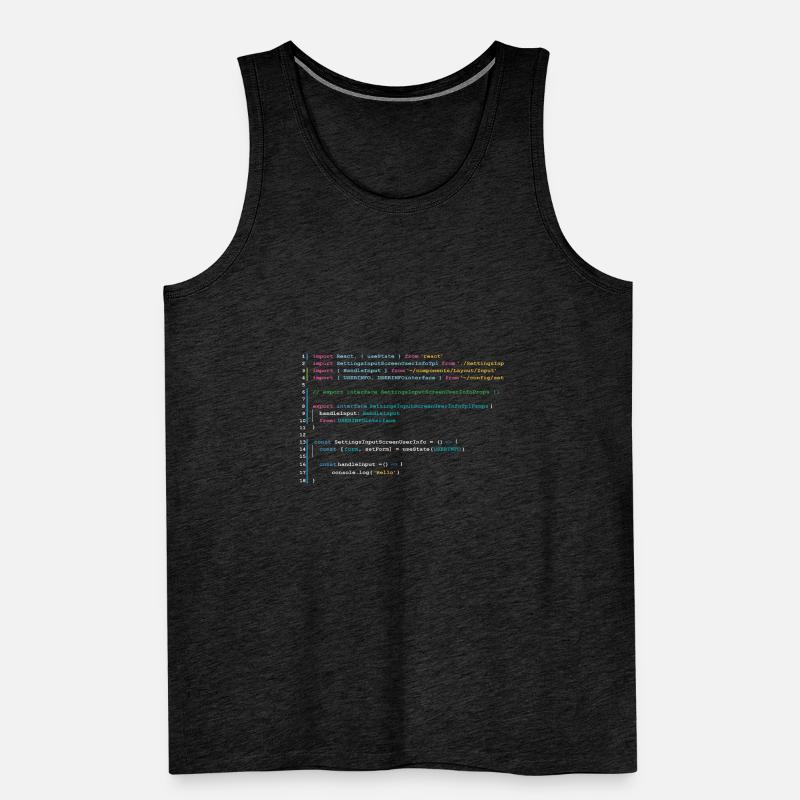 Programmers code in React Men's Premium Organic Tank Top