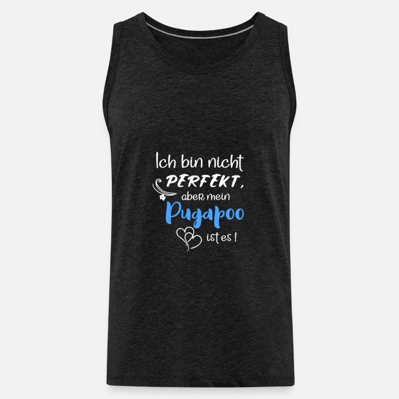 Perfekter Pugapoo - Pudel Mops Mix - Männer Premium Bio Tank Top - Anthrazit