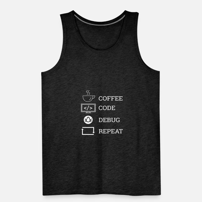 « Coffee Code Debug Repeat » | Programmeurs Débardeur bio Premium Homme