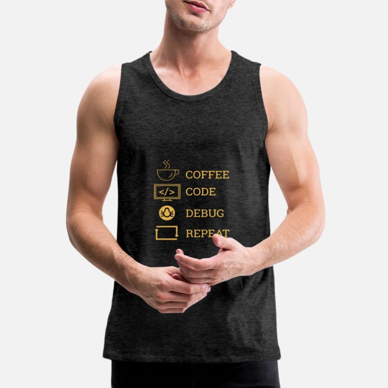"Coffee Code Debug Repeat" | Programmierer Männer Premium Bio Tank Top