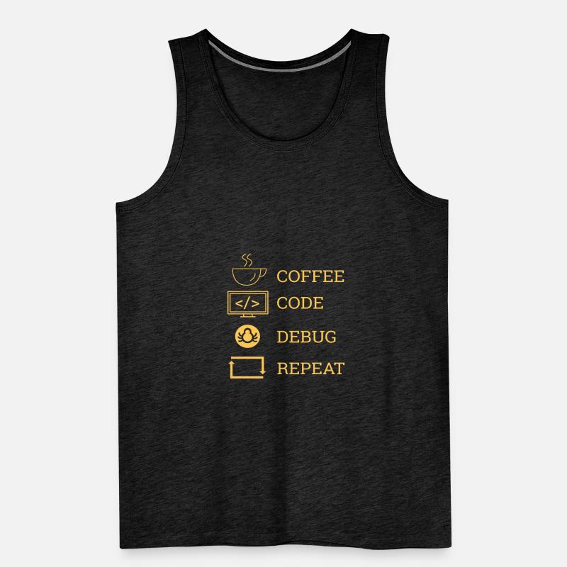 "Coffee Code Debug Repeat" | Programmer Men's Premium Organic Tank Top