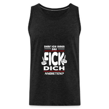 Darf ich ihnen das Fick Dich anbieten - Männer Premium Bio Tank Top - Anthrazit - Vorne - AI Model Male 185 dark (185cm)