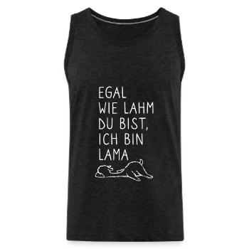 Egal wie lahm du bist ich bin lama - Wortspiel - Männer Premium Bio Tank Top - Anthrazit - Vorne - AI Model Male 185 dark (185cm)