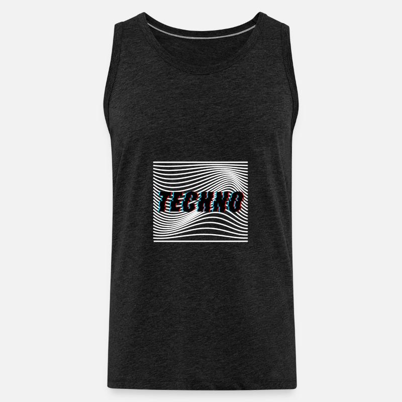 Techno Wellen Trippy Psychedelisch - Männer Premium Bio Tank Top - Anthrazit