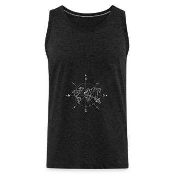 kompass weltkarte Design / coole Geschenkidee - Männer Premium Bio Tank Top - Anthrazit - Vorne - AI Model Male 185 dark (185cm)