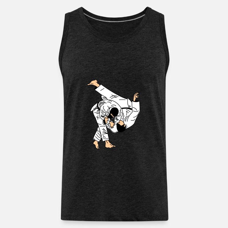 Judo-Wurf im weißen Anzug oder Kimono - Männer Premium Bio Tank Top - Anthrazit
