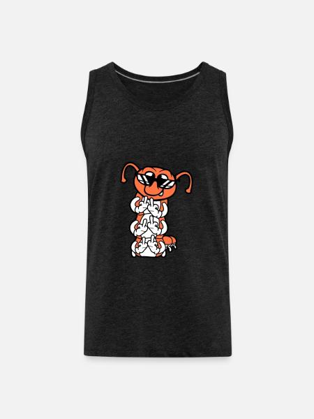 Caterpillar Middle Finger Insult Sunglasses Cool - Men's Premium Organic Tank Top - charcoal grey