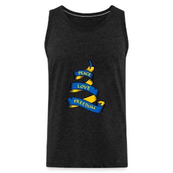 Curl-Banner mit Text Ukraine - Männer Premium Bio Tank Top - Anthrazit - Vorne - AI Model Male 185 dark (185cm)