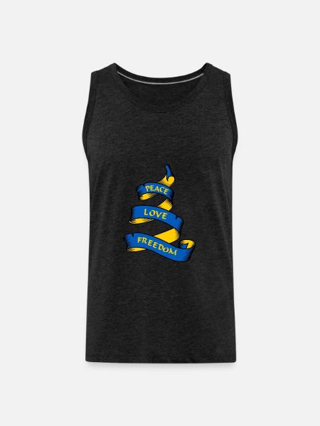 Curl banner with text Ukraine - Men's Premium Organic Tank Top - charcoal grey