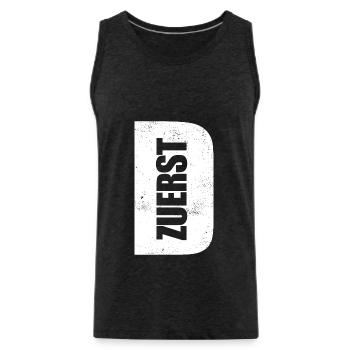 D zuerst - Deutschland zuerst - Männer Premium Bio Tank Top - Anthrazit - Vorne - AI Model Male 185 dark (185cm)