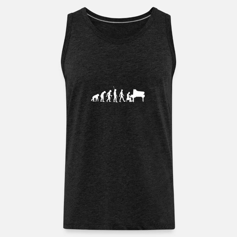 Evolution Klavier - Pianist Chormusik - Männer Premium Bio Tank Top - Anthrazit