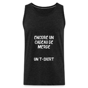 encore un cadeau de merde un t shirt - Débardeur bio Premium Homme - charbon - Devant - AI Model Male 185 dark (185cm)