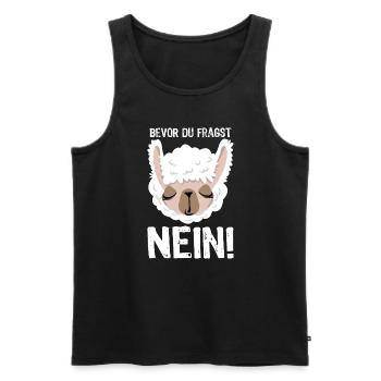Bevor du fragst - Nein! - Lama - Spruch - Männer Premium Bio Tank Top - Anthrazit - Vorne - AI Model Male 185 dark (185cm)