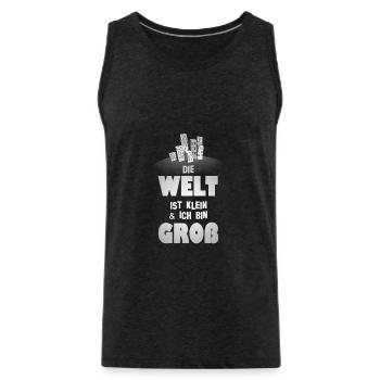 Die Welt ist klein und ich bin groß - Männer Premium Bio Tank Top - Anthrazit - Vorne - AI Model Male 185 dark (185cm)