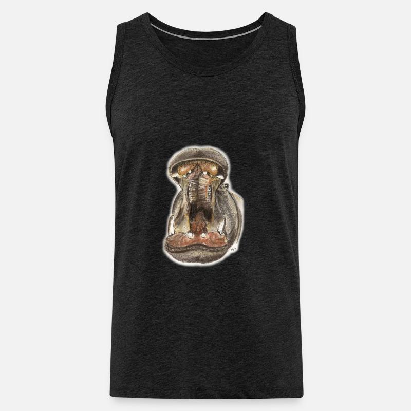 Flusspferd Hippo Maul Illustration - Männer Premium Bio Tank Top - Anthrazit