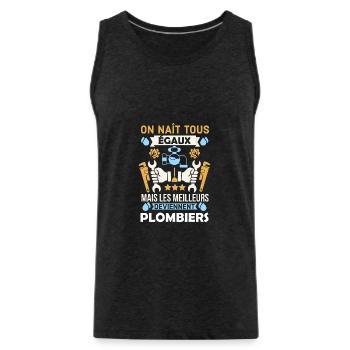 les meilleurs sont plombiers 1 - Débardeur bio Premium Homme - charbon - Devant - AI Model Male 185 dark (185cm)