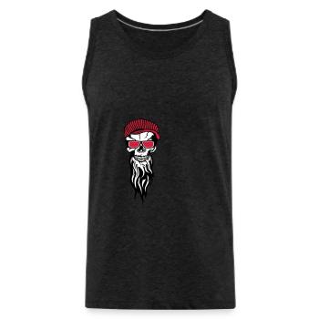 tete de mort hipster skull crane casquette 1511 - Débardeur bio Premium Homme - charbon - Devant - AI Model Male 185 dark (185cm)