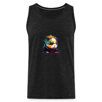 Cochon d'inde, animal de la collection Cyber Squad - Débardeur bio Premium Homme - charbon - Devant - AI Model Male 185 dark (185cm)
