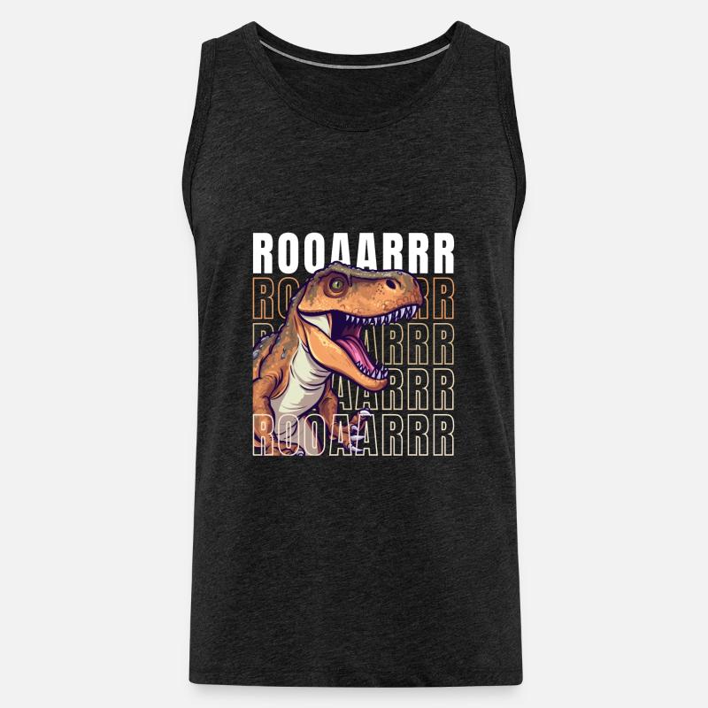 roaring T-Rex - Männer Premium Bio Tank Top - Anthrazit
