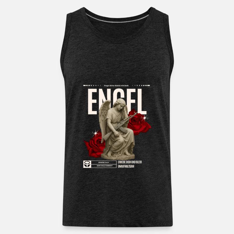 Engel mit Ak - Männer Premium Bio Tank Top - Anthrazit