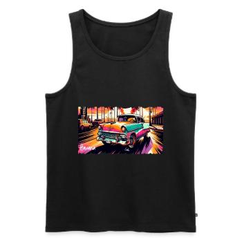 Kubanischer Traum: Sonne, Palmen und Havanna - Männer Premium Bio Tank Top - Anthrazit - Vorne - AI Model Male 185 dark (185cm)