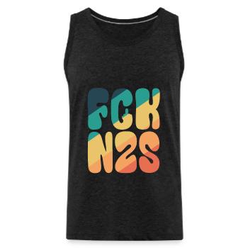FCK NZS - Gegen Rechts - Nie wieder ist jetzt - Männer Premium Bio Tank Top - Anthrazit - Vorne - AI Model Male 185 dark (185cm)