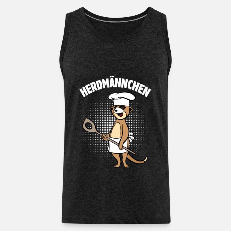 Herdmännchen - Erdmännchen mit Kochlöffel - Männer Premium Bio Tank Top - Anthrazit