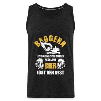Baggern löst die meisten meiner Probleme - Bier - Männer Premium Bio Tank Top - Anthrazit - Vorne - AI Model Male 185 dark (185cm)