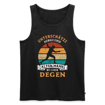 Unterschätze niemals einen alten Mann mit Degen - Männer Premium Bio Tank Top - Anthrazit - Vorne - AI Model Male 185 dark (185cm)