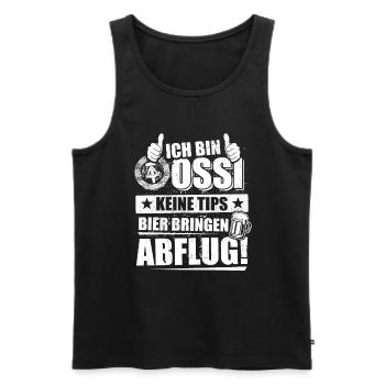 Ich bin Ossi, keine Tips Bier bringen, Abflug - Männer Premium Bio Tank Top - Anthrazit - Vorne - AI Model Male 185 dark (185cm)