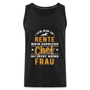 Ich bin in Rente - einziger Chef ist meine Frau - Männer Premium Bio Tank Top - Anthrazit - Vorne - AI Model Male 185 dark (185cm)