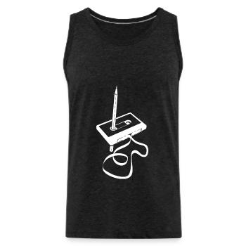 Kassette - Band aufwickeln - Magnetband - Männer Premium Bio Tank Top - Anthrazit - Vorne - Alexander (188cm)