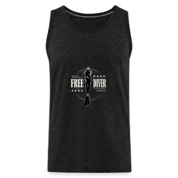 Freediver - un souffle - repoussez les limites - Débardeur bio Premium Homme - charbon - Devant - Alexander (188cm)