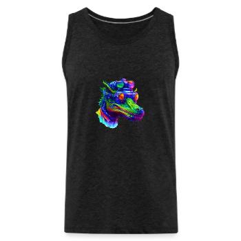 Crocodile, animal de la collection Cyber Squad - Débardeur bio Premium Homme - charbon - Devant - AI Model Male 185 dark (185cm)