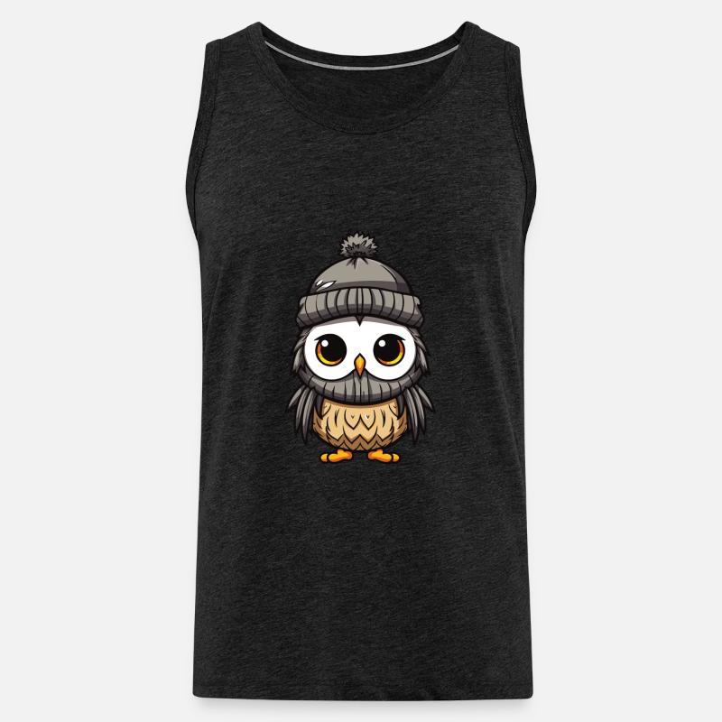 Eule Winter Comic - Männer Premium Bio Tank Top - Anthrazit