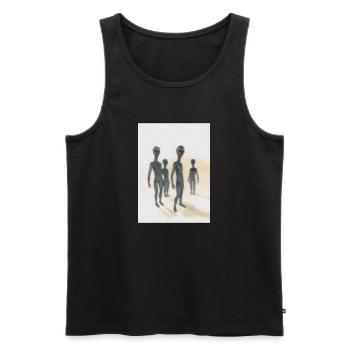 Aliens - Men's Premium Organic Tank Top - charcoal grey - Front - AI Model Male 185 dark (185cm)