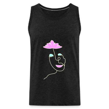 minimalist head with lotus flower (b) - Men's Premium Organic Tank Top - charcoal grey - Front - Alexander (188cm)