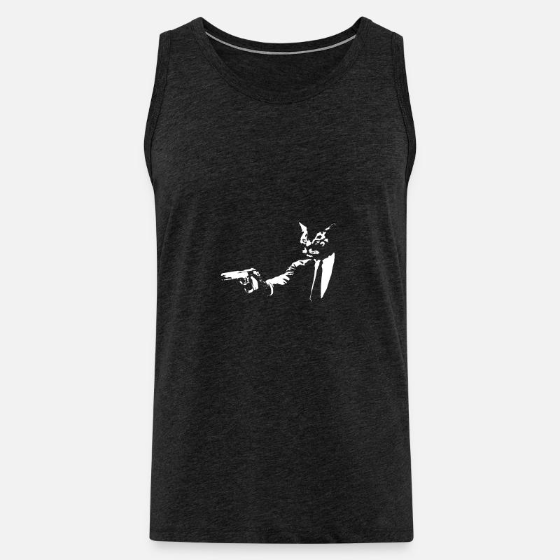 Mürrische Katze mit einer Waffe - Männer Premium Bio Tank Top - Anthrazit