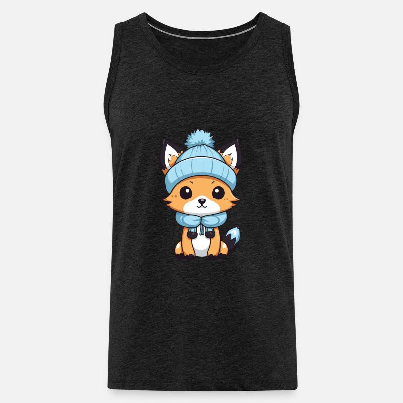 Fuchs Winter Comic - Männer Premium Bio Tank Top - Anthrazit