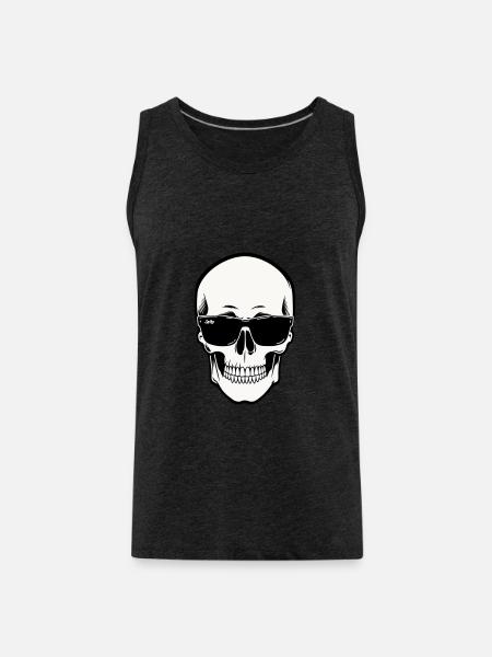 Skeleton with Sunglasses in Monochrome - Men's Premium Organic Tank Top - charcoal grey