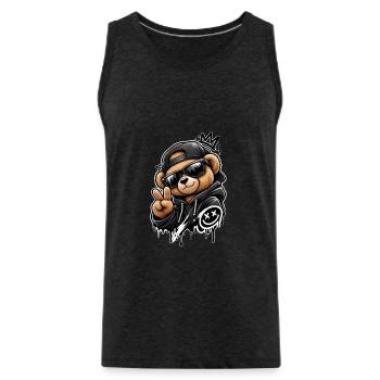 Sweat à capuche Graffiti Panda King - Débardeur bio Premium Homme - charbon - Devant - AI Model Male 185 dark (185cm)