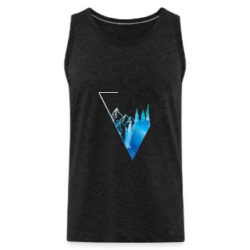 blaues Panorama Wald und Berge - Männer Premium Bio Tank Top - Anthrazit - Vorne - Alexander (188cm)