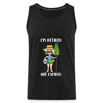 I’m Retired Not Expired Grandma Retirement Gift - Débardeur bio Premium Homme - charbon - Devant - AI Model Male 185 dark (185cm)