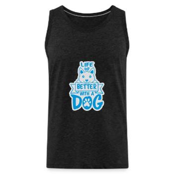 better with a dog - Men's Premium Organic Tank Top - charcoal grey - Front - AI Model Male 185 dark (185cm)