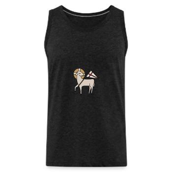 Jesus Christ Agnus Dei Christ - Men's Premium Organic Tank Top - charcoal grey - Front - AI Model Male 185 dark (185cm)
