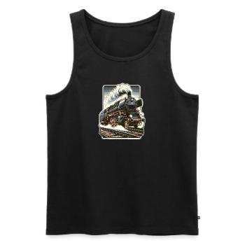 Illustration einer klassischen Dampflok - Männer Premium Bio Tank Top - Anthrazit - Vorne - AI Model Male 185 dark (185cm)