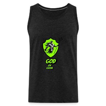 God of geek - Men's Premium Organic Tank Top - charcoal grey - Front - AI Model Male 185 dark (185cm)